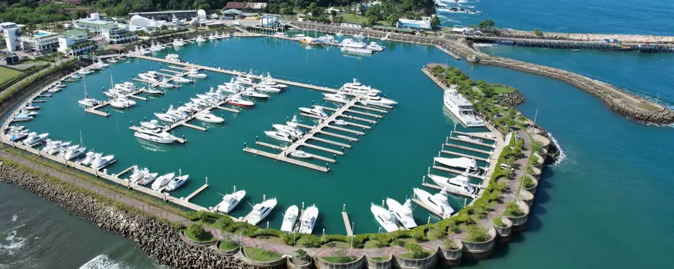 Drone view of Marina Pez Vela in Quepos