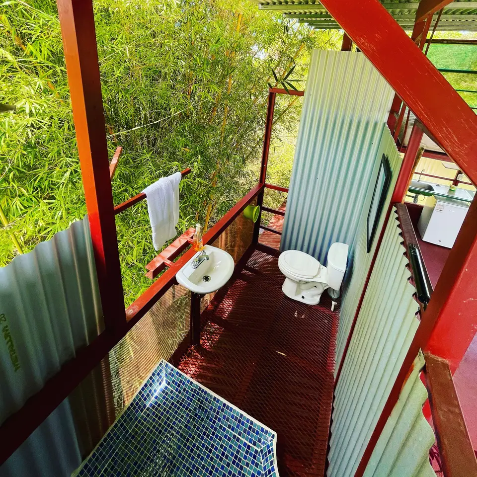 El Palomar’s outdoor bathroom, open to the greenery